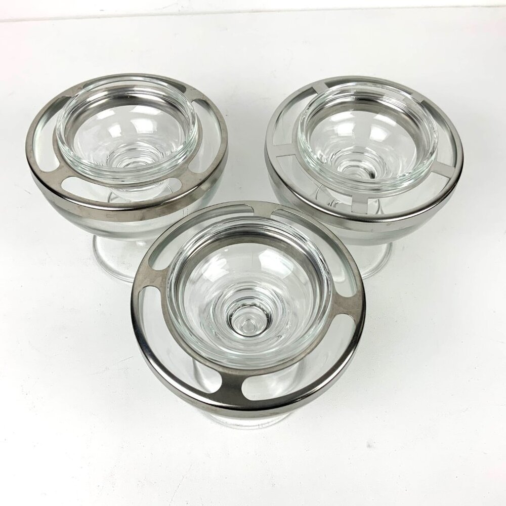 Vintage Glass Stainess Steel Ring Caviar Shrimp Cocktail Icer Server - Picture 15 of 16